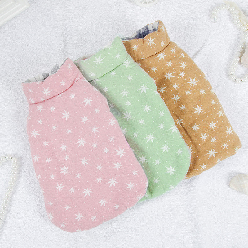 HKM-5988413 Reversible Cotton Vest for Dogs - Autumn & Winter Wear in Brown, Green, and Pink