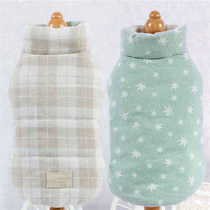 HKM-5988413 Reversible Cotton Vest for Dogs - Autumn & Winter Wear in Brown, Green, and Pink