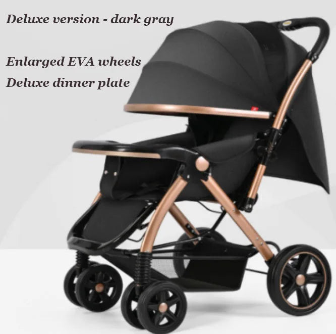 HKM-598867 Deluxe Baby Stroller with Enlarged EVA Wheels and Dining Tray
