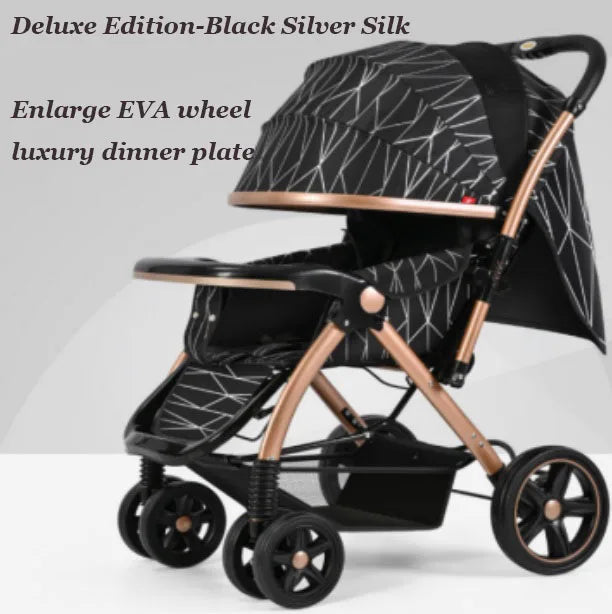 HKM-598867 Deluxe Baby Stroller with Enlarged EVA Wheels and Dining Tray