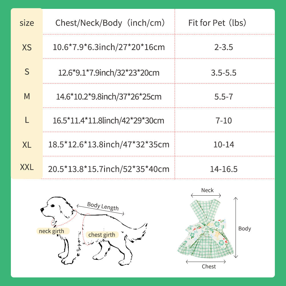 HKM-5989309 Charming Summer Pet Dress with Harness and Leash for Small Dogs and Chihuahuas
