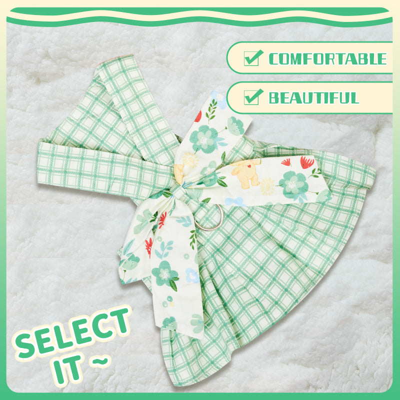 HKM-5989309 Charming Summer Pet Dress with Harness and Leash for Small Dogs and Chihuahuas