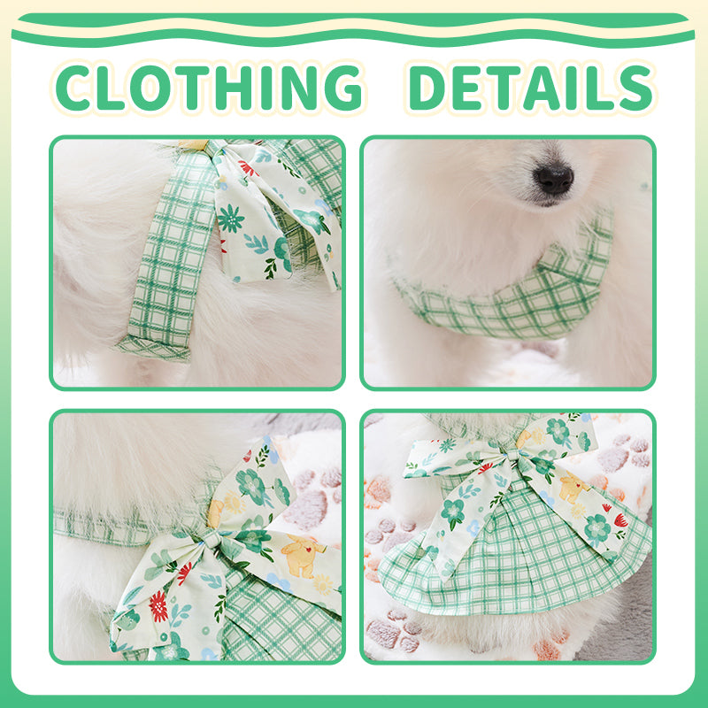 HKM-5989309 Charming Summer Pet Dress with Harness and Leash for Small Dogs and Chihuahuas