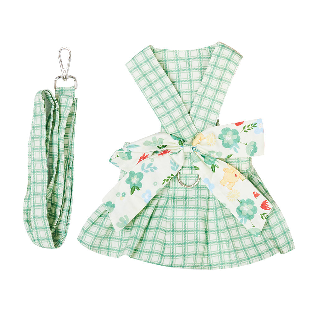 HKM-5989309 Charming Summer Pet Dress with Harness and Leash for Small Dogs and Chihuahuas