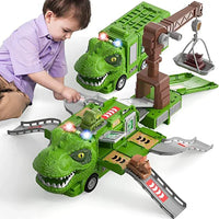 HKM-598931 Dinosaurs Slot Truck Deformation Parking Lot Toy with Pull Back Vehicle for Kids 2 to 7 Years
