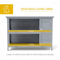 HKM-5989693 Large 54" 2-Story Rabbit Hutch Pet House with Lockable Doors and Removable Floor Trays