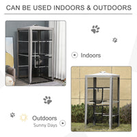 HKM-5990077 Secure Outdoor Cat Playpen with 3 Platforms and Zippered Access, Metal Frame