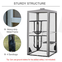 HKM-5990077 Secure Outdoor Cat Playpen with 3 Platforms and Zippered Access, Metal Frame