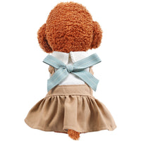 HKM-5990205 Khaki Polyester Bowknot Student Dress for Dogs and Cats - Multiple Sizes Available