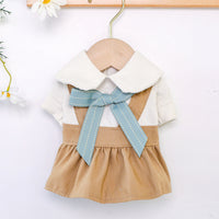 HKM-5990205 Khaki Polyester Bowknot Student Dress for Dogs and Cats - Multiple Sizes Available
