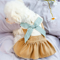 HKM-5990205 Khaki Polyester Bowknot Student Dress for Dogs and Cats - Multiple Sizes Available
