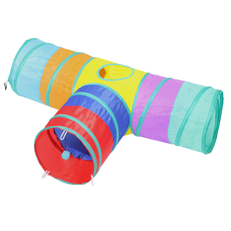 HKM-5991101 Foldable Cat Tunnel and Amusing Toy Set for Indoor Cats - Multi-Color Options Available