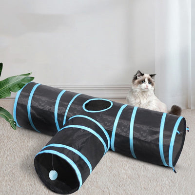 HKM-5991101 Foldable Cat Tunnel and Amusing Toy Set for Indoor Cats - Multi-Color Options Available