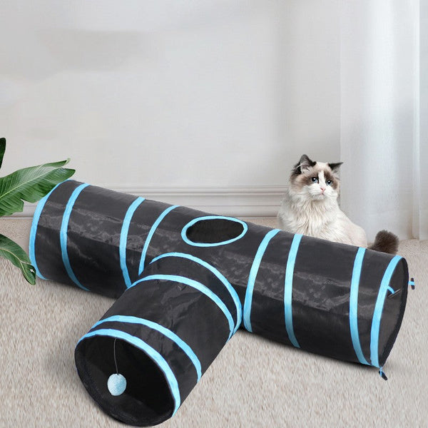 HKM-5991101 Foldable Cat Tunnel and Amusing Toy Set for Indoor Cats - Multi-Color Options Available