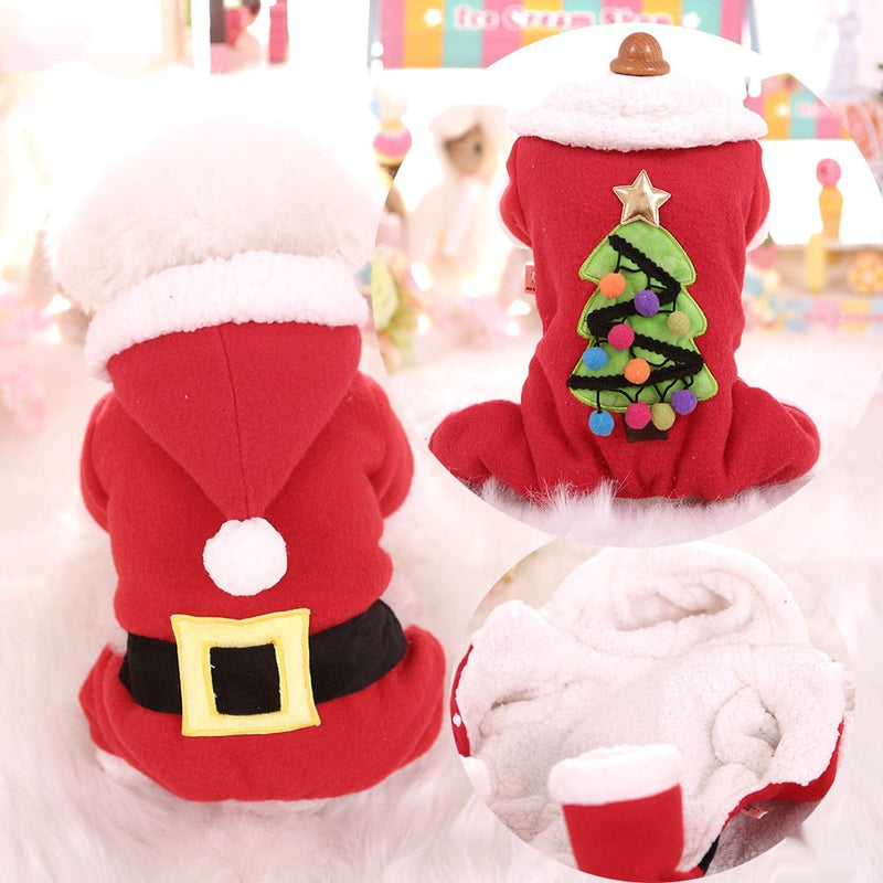 HKM-5991613 Cozy Fleece-Lined Cotton-Padded Coat for Cats and Dogs - Christmas Tree & Father-in-Law Designs
