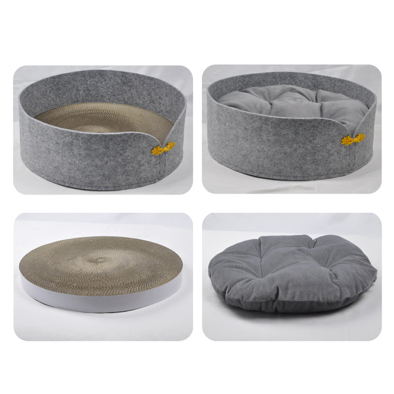 HKM-5991997 Corrugated Cat Scratcher with Removable Washable Claw Sharpener and Soft Cotton Pad