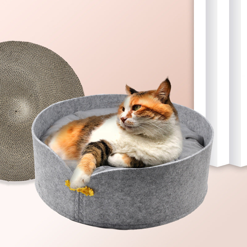 HKM-5991997 Corrugated Cat Scratcher with Removable Washable Claw Sharpener and Soft Cotton Pad