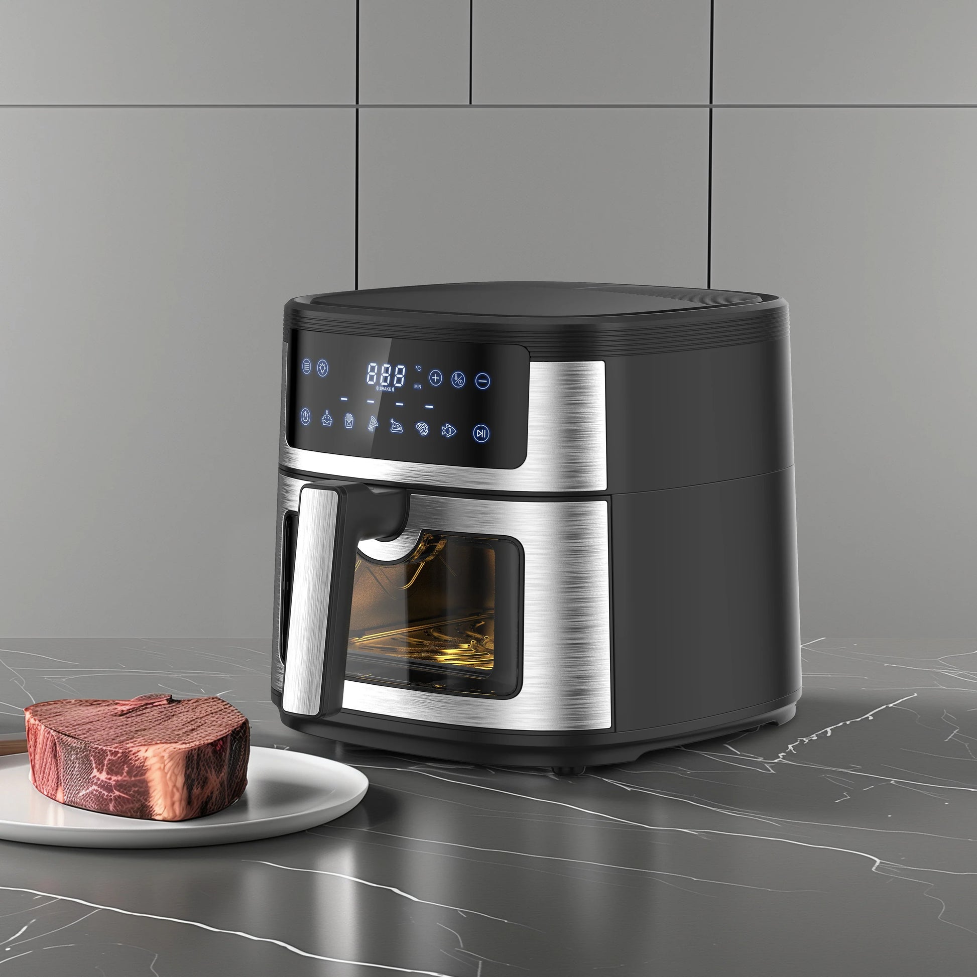 HKM-599251 Commercial Stainless Steel Digital Air Fryer for Efficient Cooking