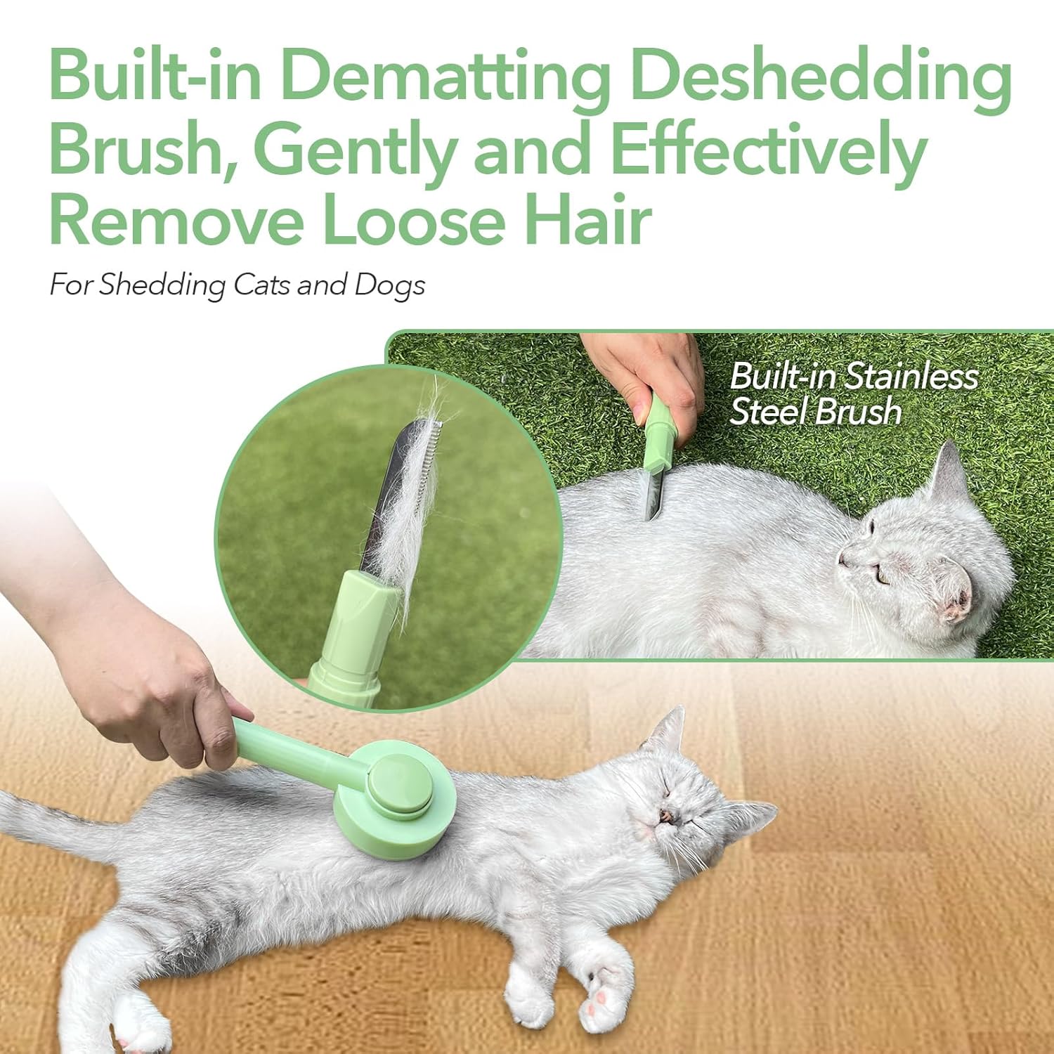 HKM-5993277 2-in-1 Grooming Brush for Long-Haired Cats and Dogs, De-Shedding Tool with Easy Hair Removal and Washable Design