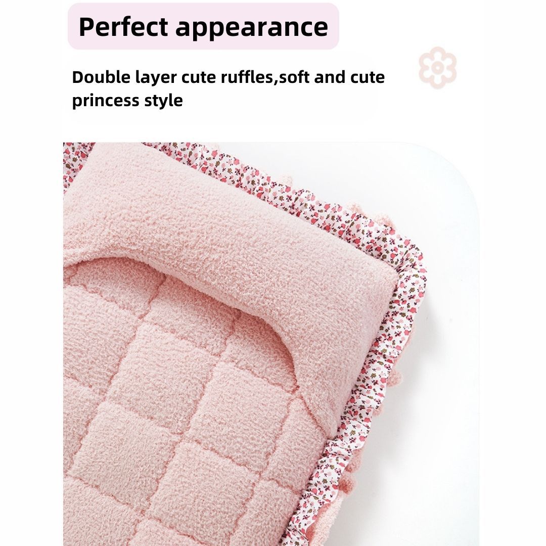 HKM-5993661 Lace Mattress for Dogs in Fall Cherry Powder & Misty Gray - Available in Multiple Sizes