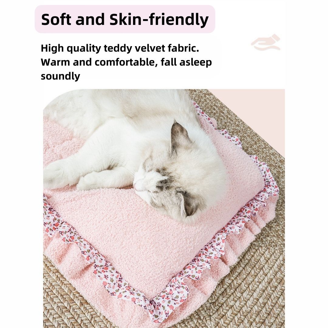 HKM-5993661 Lace Mattress for Dogs in Fall Cherry Powder & Misty Gray - Available in Multiple Sizes