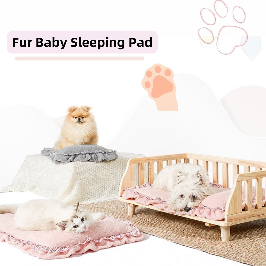 HKM-5993661 Lace Mattress for Dogs in Fall Cherry Powder & Misty Gray - Available in Multiple Sizes