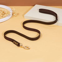 HKM-5993789 Durable PU Leather Tow Rope Dog Collar and Lead Set for Small, Medium, and Large Dogs - 1.5m Length