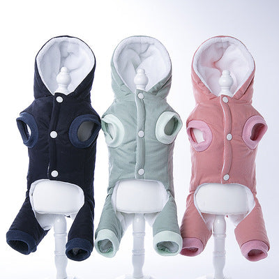 HKM-5994173 Velvet Cotton Jacket for Pets - Casual Four-Legged Coat in Pink, Light Green, and Navy Blue