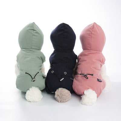 HKM-5994173 Velvet Cotton Jacket for Pets - Casual Four-Legged Coat in Pink, Light Green, and Navy Blue
