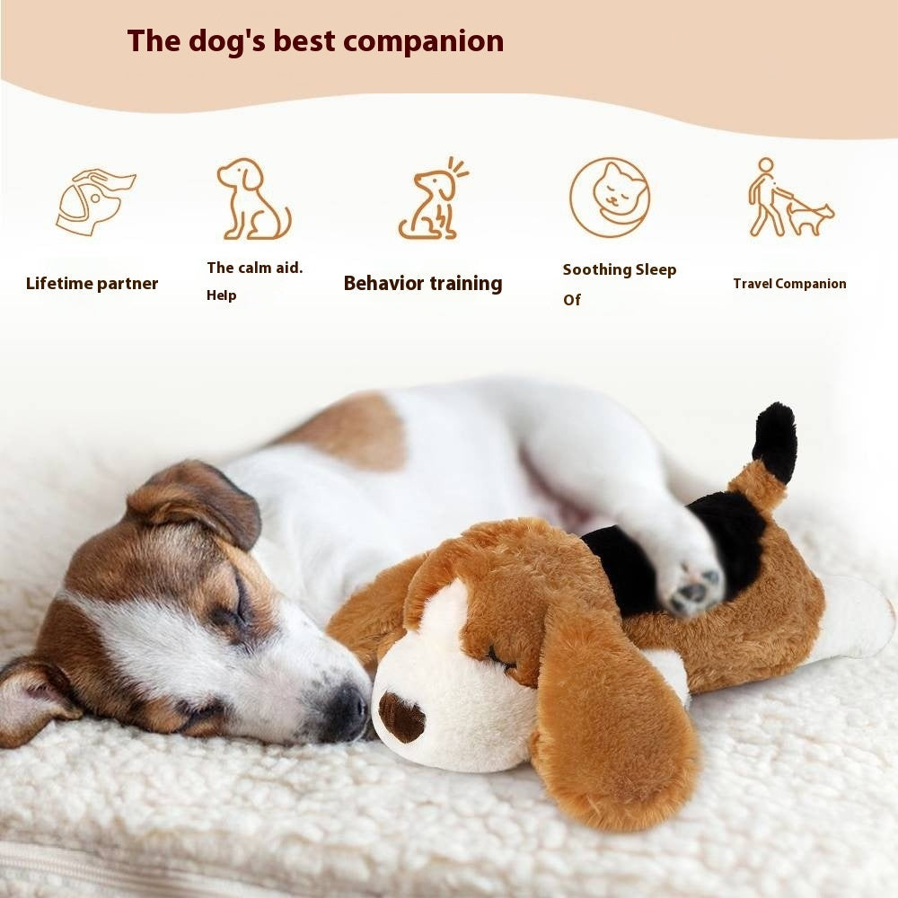 HKM-5994429 Heartbeat Plush Toy - Dog/Cat Sleep Pillow for Peace of Mind, Brown
