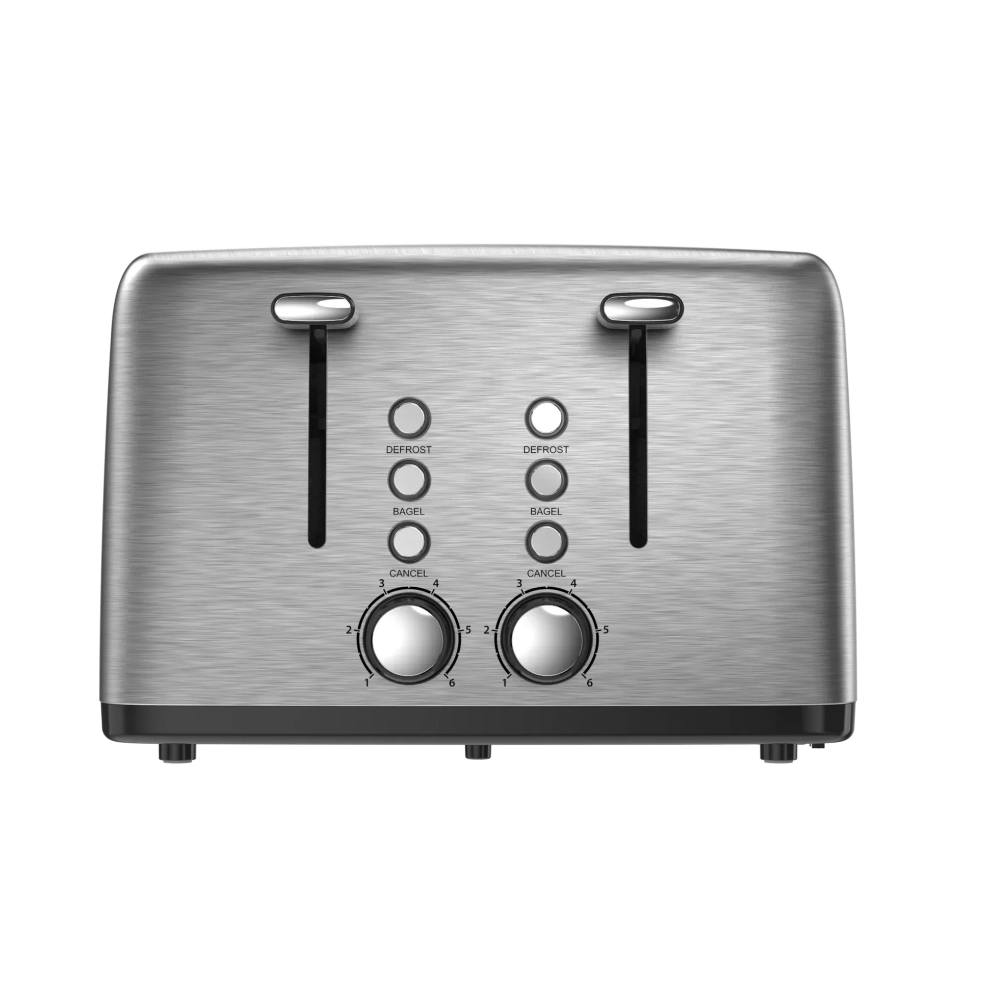 HKM-599571 4-Slice Wide Slot Stainless Steel Toaster with Red Indicator Light and Multi-Function Capability