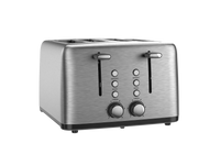 HKM-599571 4-Slice Wide Slot Stainless Steel Toaster with Red Indicator Light and Multi-Function Capability