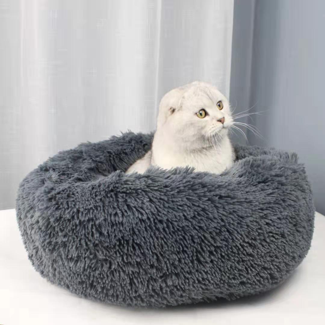 HKM-5995837 Plush Washable Round Pet Bed for Cozy Sleep - Multiple Sizes Available