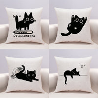 HKM-599635 Cute Cartoon Cheese Cat Pillow Cover in Various Black Cat Designs - Multiple Sizes Available