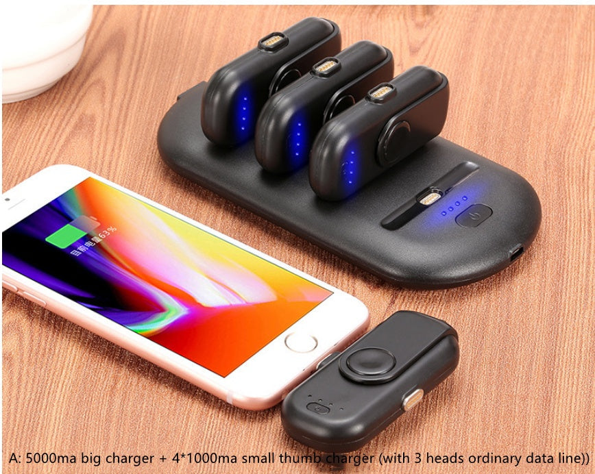 HKM-599699 Magnetic Power Bank with 5000mAh Capacity and 4 Mini Chargers for Mobile Devices