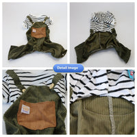 HKM-5997373 Casual Thin Corduroy Four-Legged Pet Pants for Small Dogs - Green Black and White Stripes