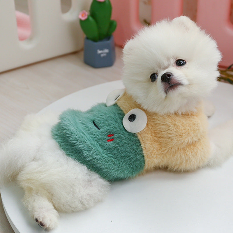HKM-5998141 Plush Animal Crew Neck Sweater for Pets - Casual Furry Design in Multiple Sizes