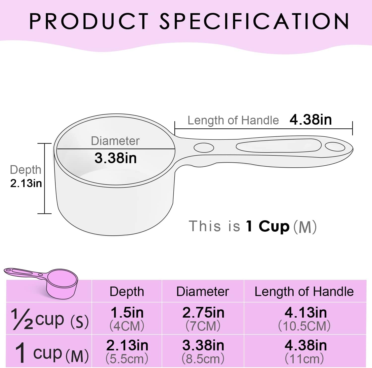HKM-5999037 Ergonomic 1/2 Cup Food Scoop for Dogs, Cats, Birds, and Rabbits - Durable Melamine, Dishwasher Safe