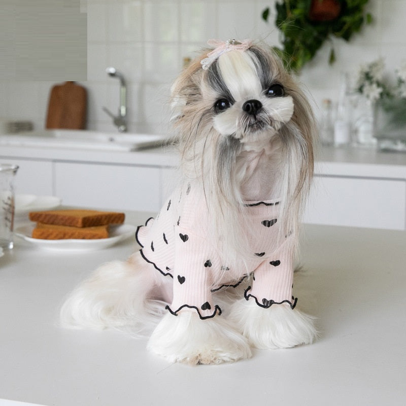 HKM-5999933 Embroidered Bear Waffle Vest for Pets in Beige, Light Coffee, and Pink