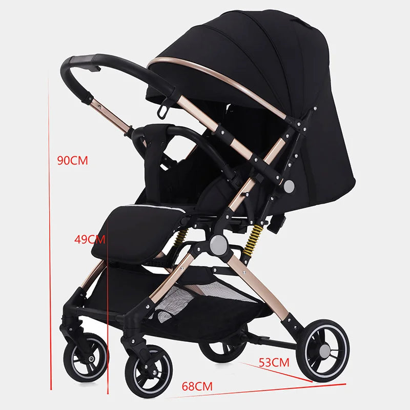 HKM-600019 Bi-Directional High Landscape Baby Stroller with Newborn Carriage and Four Wheels Travel System