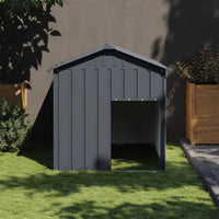 HKM-6001597 Galvanized Steel Doghouse with Roof, Anthracite Color - 117x153x123 cm