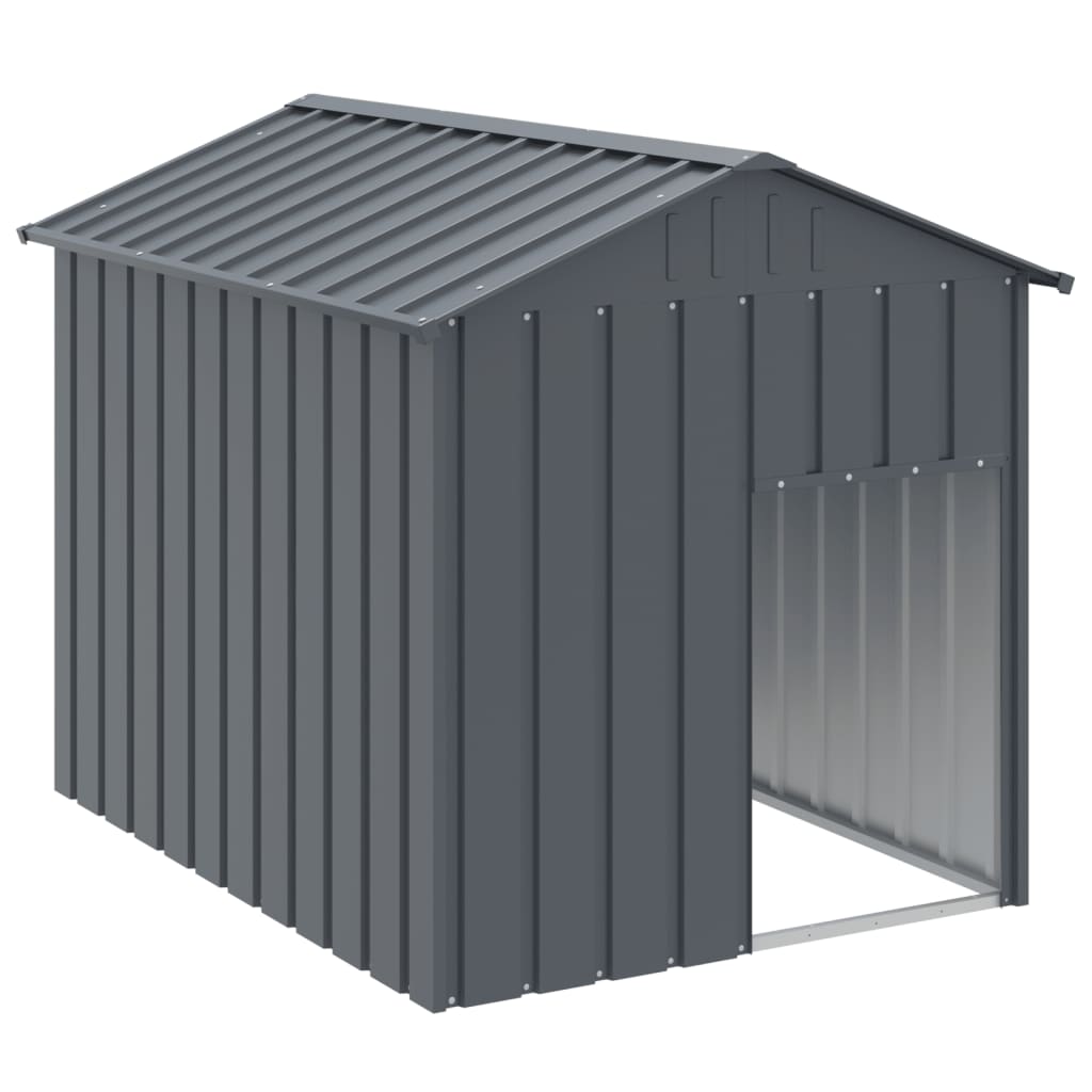 HKM-6001597 Galvanized Steel Doghouse with Roof, Anthracite Color - 117x153x123 cm