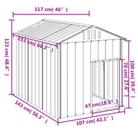 HKM-6001597 Galvanized Steel Doghouse with Roof, Anthracite Color - 117x153x123 cm