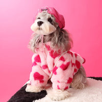 HKM-6001725 Cozy Red Warm Plush Dog Coat with Backpack Attachment