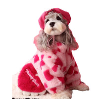 HKM-6001725 Cozy Red Warm Plush Dog Coat with Backpack Attachment