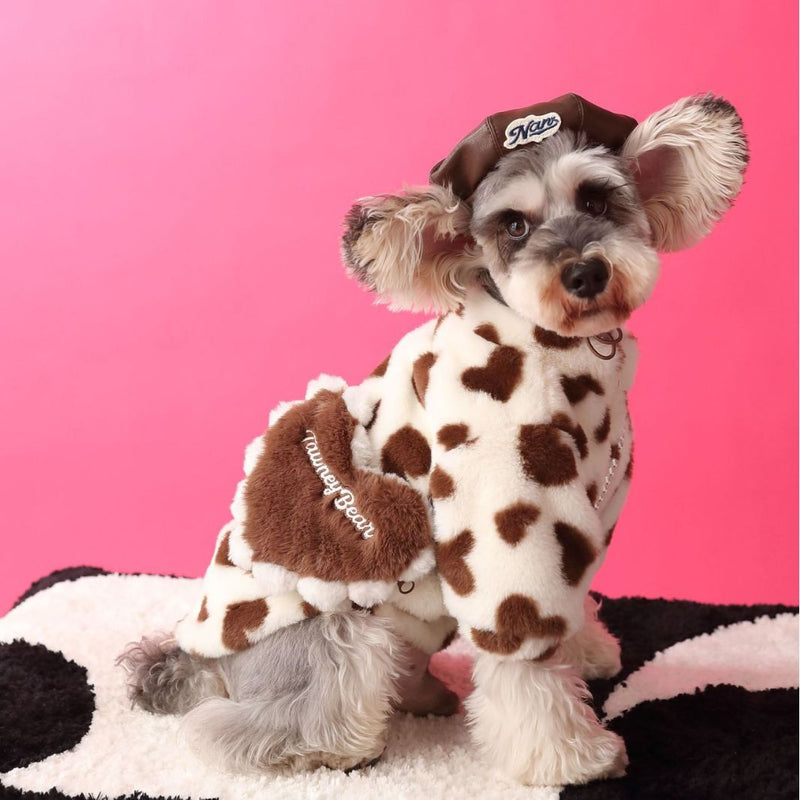 HKM-6001725 Cozy Red Warm Plush Dog Coat with Backpack Attachment