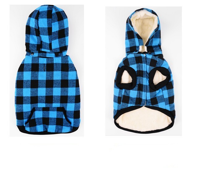HKM-6002109 Hooded Plaid Pet Clothes with Removable Hat for Cozy Comfort