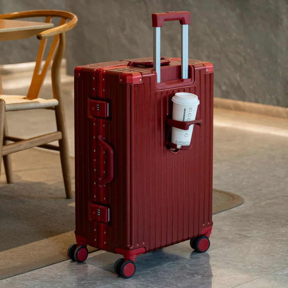 HKM-600211 Multi-Colour Aluminium Trolley Suitcase - Custom Sizes 20, 22, 24, 28 Inch Travel Luggage