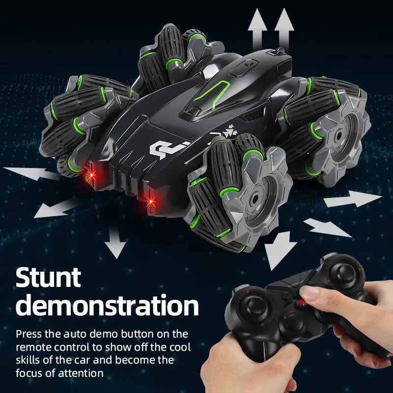 HKM-600275 Double-Sided RC Drift Stunt Car with Rotating Lights for Off-Road Climbing Fun