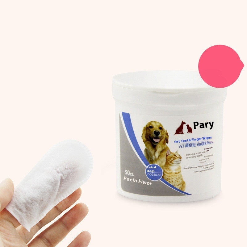 HKM-6005181 Pet Oral and Dental Cleaning Wipes for Cats and Dogs - 50 Count Fresh Breath and Gum Care